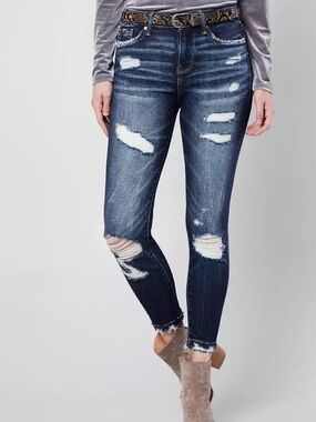 Buckle Black Fit No.53 Ankle Skinny Jeans 26 x 31 Stretch Destruction Ripped